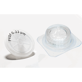 ABLUO Sterile 25 mm Syringe Filters with Acrylic Housing, PVDF, 0.20 um, Female Luer Lock / Male Luer Slip