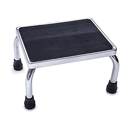 Non-Slip Steel Foot Stool with Rubber Mat, Chrome, 350 lbs