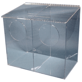 Large 2 Compartment Dispenser, 1/4 in. clear acrylic, 20W x 18H x 12D