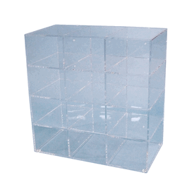 12 Compartment Safety Goggles Holder, 1/4 in. clear acrylic, 16W x 16H x 8.25D
