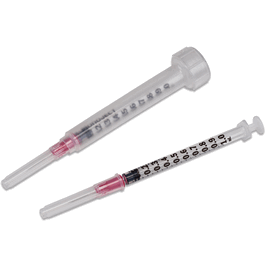Covidien 1 mL Tuberculin (TB) Syringe, 27G x 1/2 in. Detachable Needle, Sterile, Rigid Pack, 100/bx, 5 bx/cs