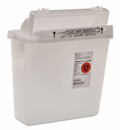 Covidien 2 gal. SharpSafety Safety In Room Sharps Containers, Counterbalanced Lid, Clear