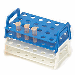 Wireless Microtube Rack with Handles for 1.5mL and 2.0mL Microcentrifuge Tubes, 24-Place, Blue