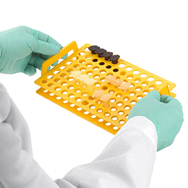 Wireless Microtube Rack with Handles for 1.5mL and 2.0mL Microcentrifuge Tubes, 96-Place, Blue