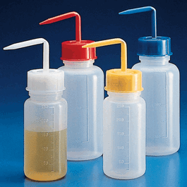 Wash Bottle, Squeeze with Wide Mouth, Screwcap, PE, 500 mL, Blue
