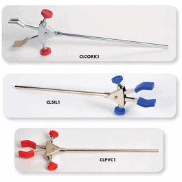 United Scientific 2-Prong Burette Clamp with Extension Rod, Cork Coated Grips
