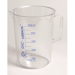 Beakers with Handle, Printed Graduations, PMP, 5000 mL