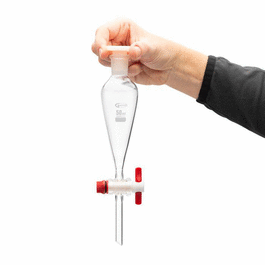 Separatory Funnels, Borosilicate Glass, PTFE stopcock, Plastic stopper, 1000 mL