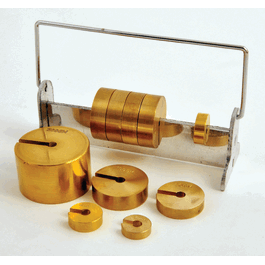 United Scientific Brass Deluxe Slotted Weight Set of 10 with Rack