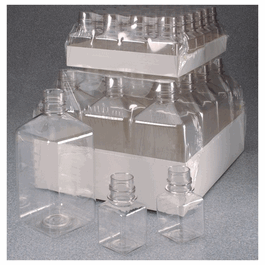 Thermo Scientific Nalgene 650 mL Sterile Square PET Media Bottles without Closure, Shrink-Wrapped Trays