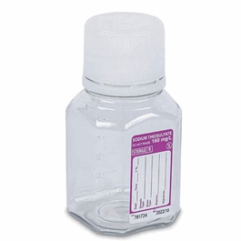 Corning Gosselin Water Sampling Octagonal PET Bottle, 125 mL, Graduated, 160 mg/L Sodium Thiosulfate, 31 mm Tamper-evident Cap, Sterile