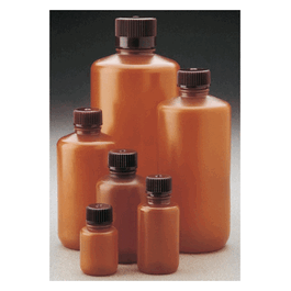 Thermo Scientific Nalgene 125 mL (4 oz) Narrow-Mouth Translucent Amber HDPE Packaging Bottles with 24-415 Closure, Bulk Pack
