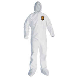 KleenGuard A30 Breathable Splash and Particle Protection Coveralls with Attached Hood and Boots, Zipper Front w/Flap, Elastic Wrists, 2XL