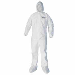 KleenGuard A40 Liquid and Particle Protection Coveralls with Attached Hood and Boots, Zipper Front, Elastic Wrists, 2XL