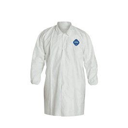 DuPont Tyvek Frocks, Serged Seams, Collar, Front Snaps, Elastic Wrists, White, M