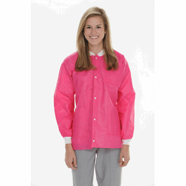 ValuMax Extra-Safe SMS Lab Jackets, Hip Length, 3 Pockets, Snap Front, Knit Cuffs and Collar, Hot Pink, 2XL