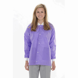 ValuMax Extra-Safe SMS Lab Jackets, Hip Length, 3 Pockets, Snap Front, Knit Cuffs and Collar, Purple, 2XL