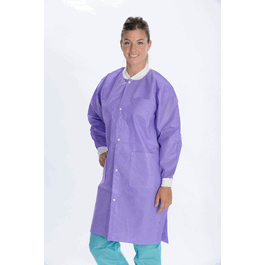 ValuMax Extra-Safe SMS Lab Coats, Knee Length, 3 Pockets, Snap Front, Knit Cuffs and Collar, Purple, 2XL