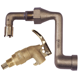 Justrite Brass Adapter (Cat. No. 334-10342) with Brass Self-Closing Faucet (Cat. No. 334-10405)