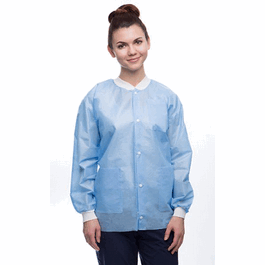 Valumax Easy-Breathe Lab Jackets, Snap Front, 3 Pockets, Knit Cuffs and Collar, Medical Blue, 3XL