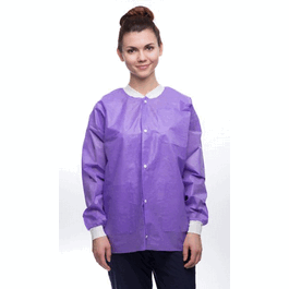 Valumax Easy-Breathe Lab Jackets, Snap Front, 3 Pockets, Knit Cuffs and Collar, Purple, 2XL