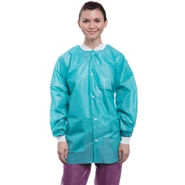 Valumax Easy-Breathe Lab Jackets, Snap Front, 3 Pockets, Knit Cuffs and Collar, Teal, 5XL