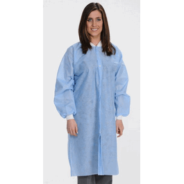 Valumax Easy-Breathe Lab Coats, Snap Front, 3 Pockets, Knit Cuffs and Collar, Medical Blue, M
