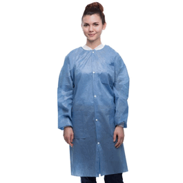 Valumax Easy-Breathe Lab Coats, Snap Front, 3 Pockets, Knit Cuffs and Collar, Ceil Blue, 2XL