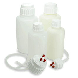 Globe Scientific Vacuum Bottle, Heavy Duty, HDPE with White PP 53 mm Screw Cap, 2 L