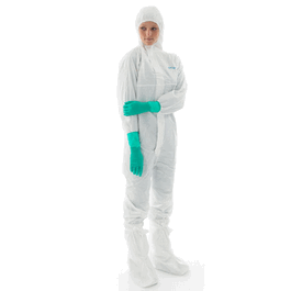 BioClean-D Non-Sterile Coveralls with Hood and Thumb Loops, White, 4XL
