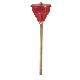 Large Steel Drum Funnel for flammables with 32 in. Flame Arrester and self-closing cover, 2 in. bung