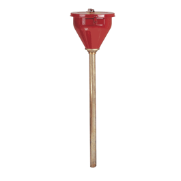 Large Steel Drum Funnel for viscous liquids with 33 in. Brass Tube and self-closing cover, 2 in. bung