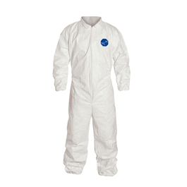 Tyvek 400 Disposable Coveralls, Elastic Wrists/Ankles, Zipper Front, White, L