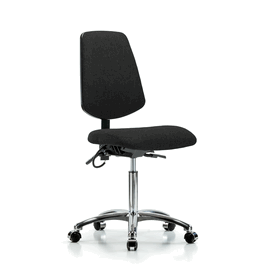 Fabric ESD Chair - Medium Bench Height with Medium Back and ESD Casters in ESD Black Fabric
