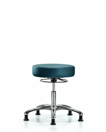 Vinyl Stool without Back Chrome - Desk Height with Stationary Glides in Carbon Supernova Vinyl