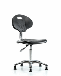 Class 10 Erie Polyurethane Clean Room Chair - Medium Bench Height with Stationary Glides in Blue Polyurethane