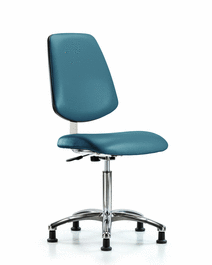 Class 10 Clean Room Vinyl Chair Chrome - Medium Bench Height with Medium Back and Stationary Glides in Borscht Supernova Vinyl
