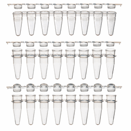 0.1mL 8-Strip Tubes, Low Profile, with Separate 8-Strip Clear Flat Caps, Natural