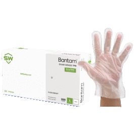 SW(R) Bantam(TM) P-024-098-ECO-WT White 3.2mil EcoTek(R) Sustainable TPE Exam Gloves - Large