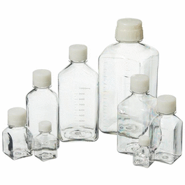 Thermo Scientific Nalgene 1000 mL (32 oz) Sterile Square PETG Media Bottle with 38-480 Closure