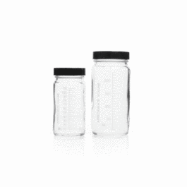 DWK Life Sciences (Kimble) 30 mL Clear Glass AC Medium Round Bottles, PTFE-Faced LDPE Foam Liner, Convenience Packs (Caps Attached)