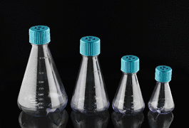 250 mL PC Conical Erlenmeyer Flasks, with Baffles, Seal Caps, Sterile,1/pk, 12/cs