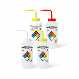 UniSafe(TM) Assorted Wash Bottles, LDPE, 1000 mL, Set of 4