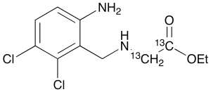 Ethyl 2-(6-Amino-2,3-dichlorobenzyl)glycine-13C2(Anagrelide Impurity A)