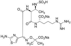 (8S,11S,Z)-5-(2-Aminothiazol-4-yl)-11-(3-guanidinopropyl)-2,2-dimethyl-6,9-dioxo-8-((S)-1-(sulfoamino)ethyl)-3-oxa-4,7,10-triazadodec-4-ene-1,12-dioic Acid Disodium Salt