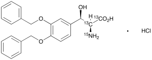 3,4-Di-O-benzyl DL-threo-Droxidopa-13C2,15N Hydrochloride
