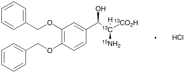 3,4-Di-O-benzyl DL-threo-Droxidopa-13C2,15N Hydrochloride