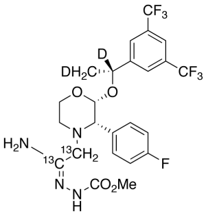 2-(R)-[1-(R)-(3,5-Bis(trifluoromethyl)phenyl)ethoxy]-3-(S)-fluorophenyl-4-[(2-N-methoxycarbonyl)acetamidrazono]morpholine-13C2,d2