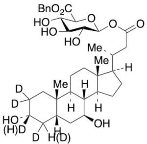 24-Nor Ursodeoxycholic Acid-d5 (major) Acyl-Beta-D-glucuronide Benzyl Ester