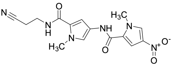 Des-[2-[(Aminoiminomethyl)amino]acetyl]amino] N-(2-Cyanoethyl)-4-nitro Netropsin Dihydrochloride